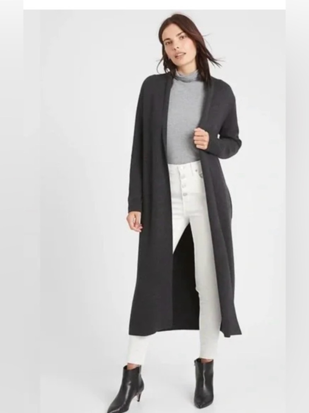 Banana Republic Long Open-Front Black Women's Sweater Cardigan